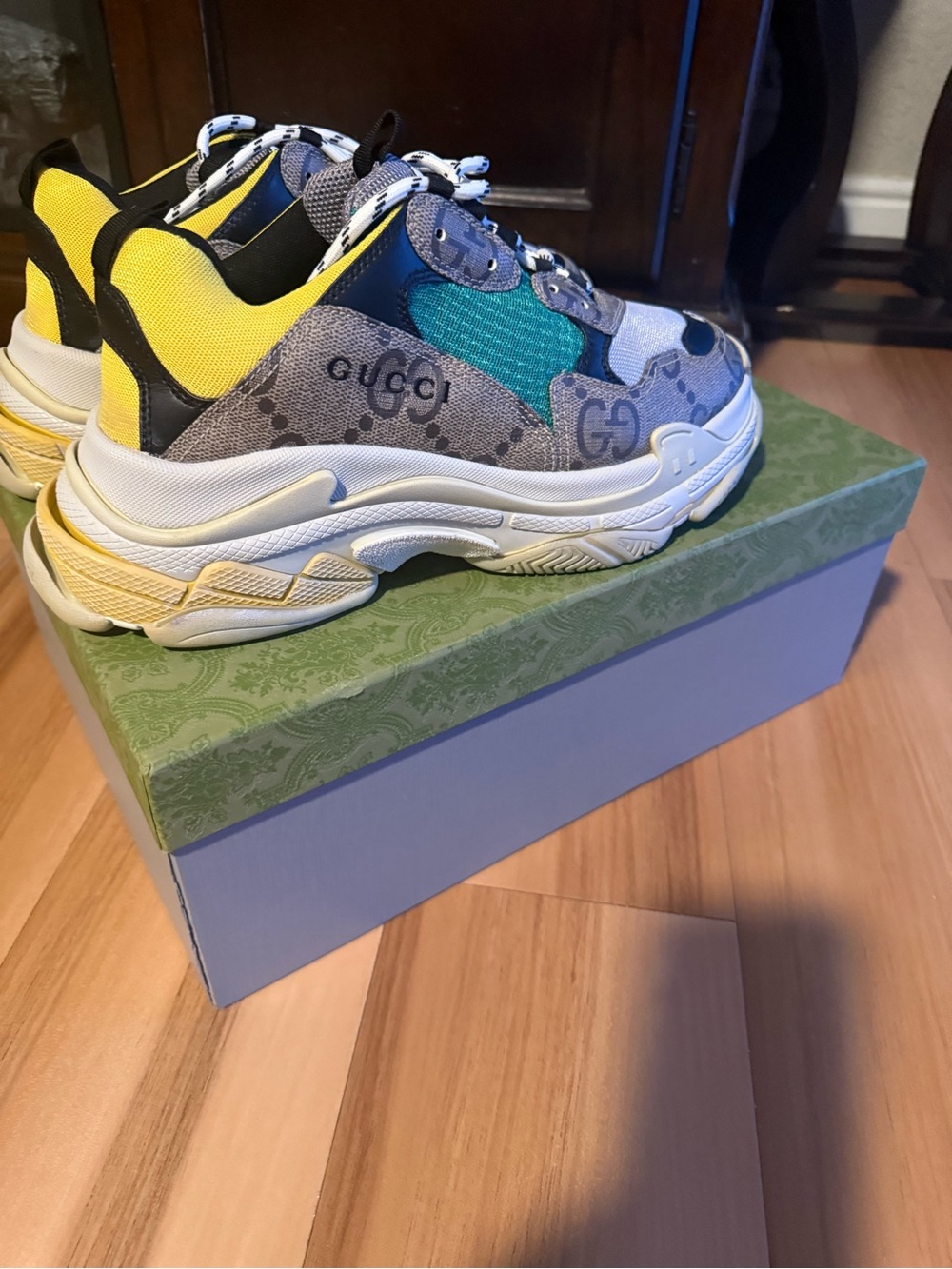New In Original Box Balenciaga Gucci X Hacker Project Triple S Sneakers Size 43